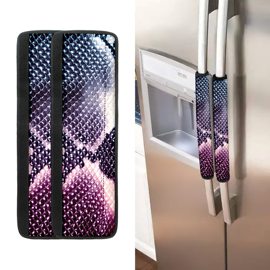 Purple And Blue Snakeskin Print Refrigerator Handle Covers