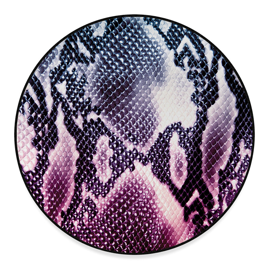 Purple And Blue Snakeskin Print Round Floor Mat