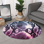 Purple And Blue Snakeskin Print Round Rug