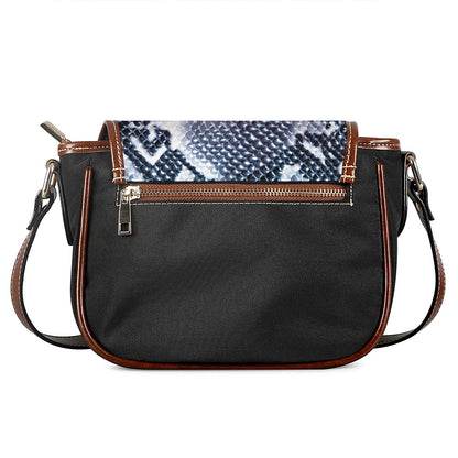 Purple And Blue Snakeskin Print Saddle Bag