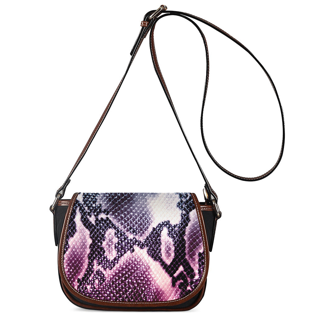 Purple And Blue Snakeskin Print Saddle Bag