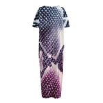 Purple And Blue Snakeskin Print Short Sleeve Long Nightdress