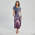 Purple And Blue Snakeskin Print Short Sleeve Maxi Dress
