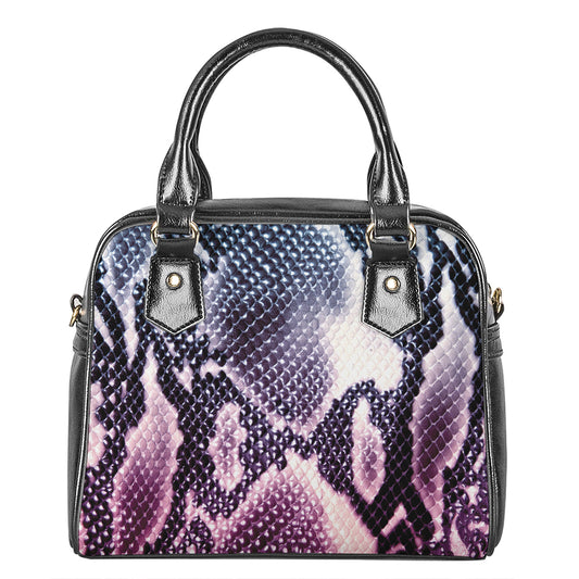 Purple And Blue Snakeskin Print Shoulder Handbag