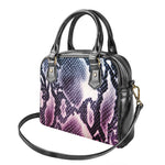 Purple And Blue Snakeskin Print Shoulder Handbag
