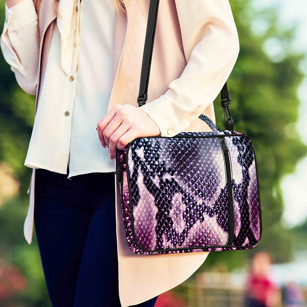 Purple And Blue Snakeskin Print Shoulder Strap Bible Bag