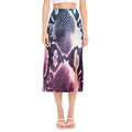 Purple And Blue Snakeskin Print Side Slit Midi Skirt