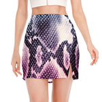 Purple And Blue Snakeskin Print Side Slit Mini Skirt