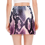 Purple And Blue Snakeskin Print Side Slit Mini Skirt