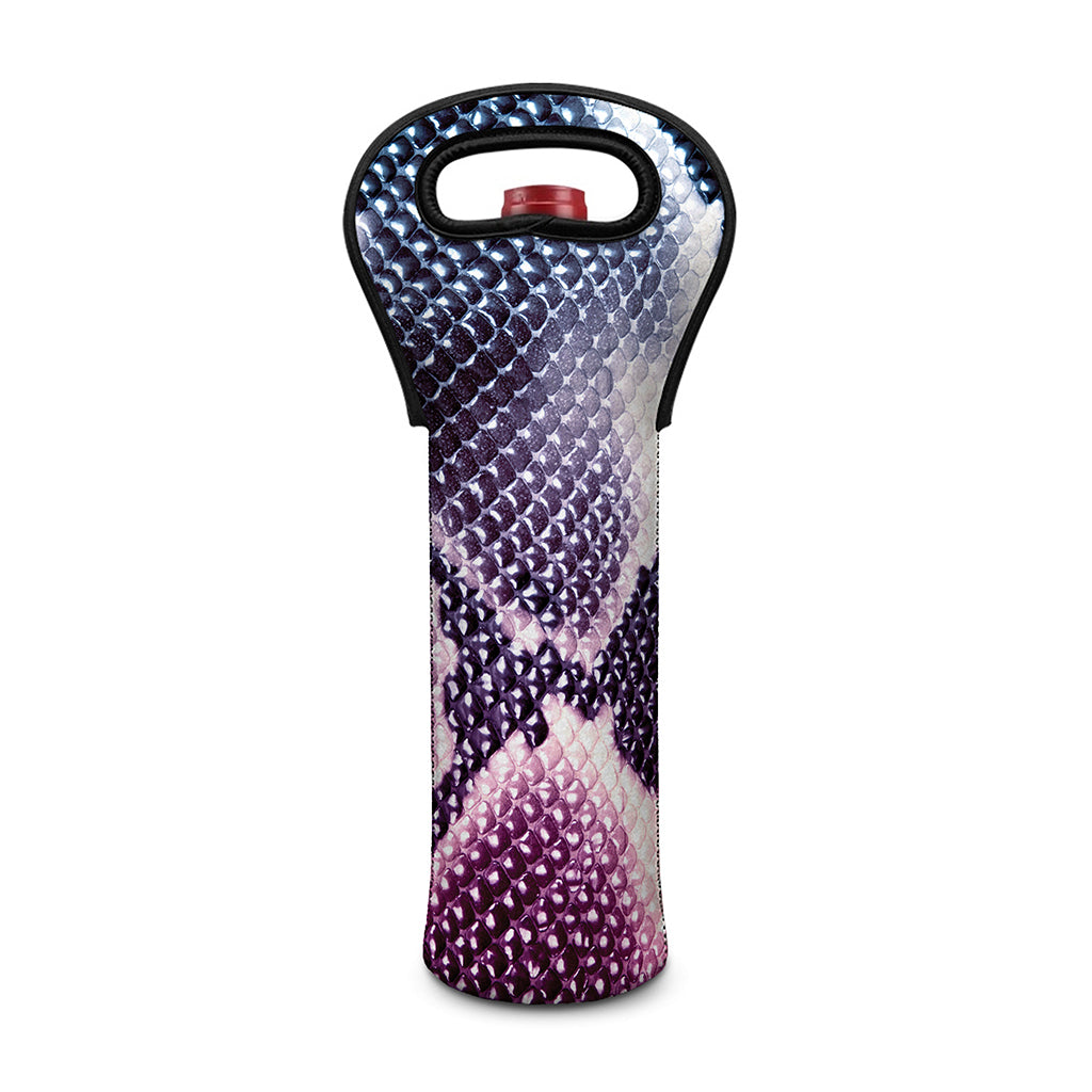 Purple And Blue Snakeskin Print Single Neoprene Wine Tote