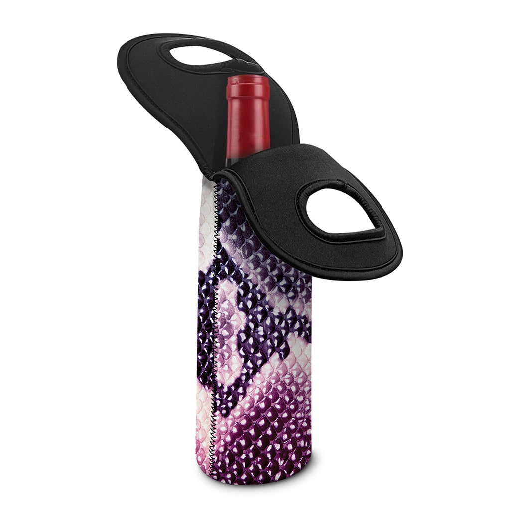 Purple And Blue Snakeskin Print Single Neoprene Wine Tote