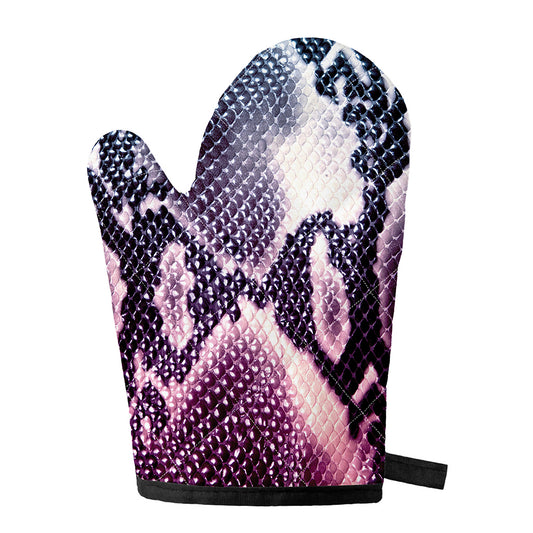 Purple And Blue Snakeskin Print Single Oven Mitt