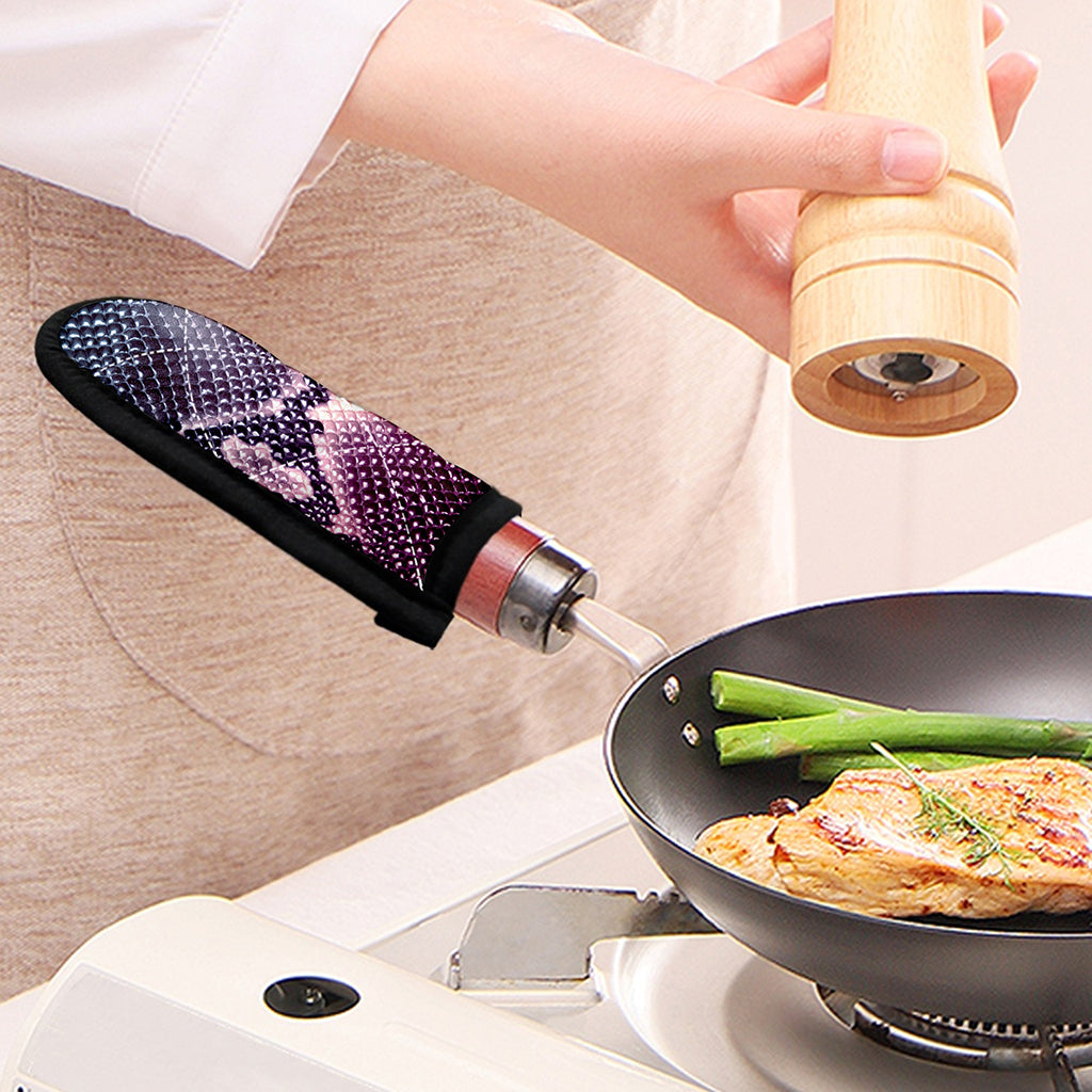 Purple And Blue Snakeskin Print Skillet Handle Cover