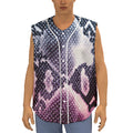 Purple And Blue Snakeskin Print Sleeveless Baseball Jersey