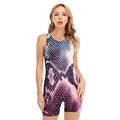 Purple And Blue Snakeskin Print Sleeveless One Piece Swimsuit