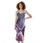 Purple And Blue Snakeskin Print Slim Fit Midi Cami Dress