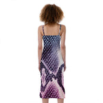 Purple And Blue Snakeskin Print Slim Fit Midi Cami Dress