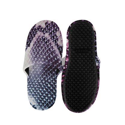 Purple And Blue Snakeskin Print Slippers