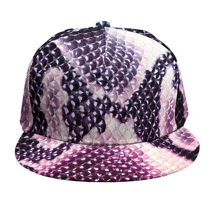 Purple And Blue Snakeskin Print Snapback Cap