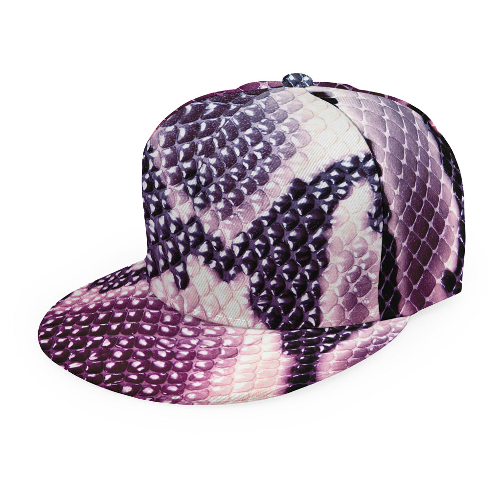 Purple And Blue Snakeskin Print Snapback Cap