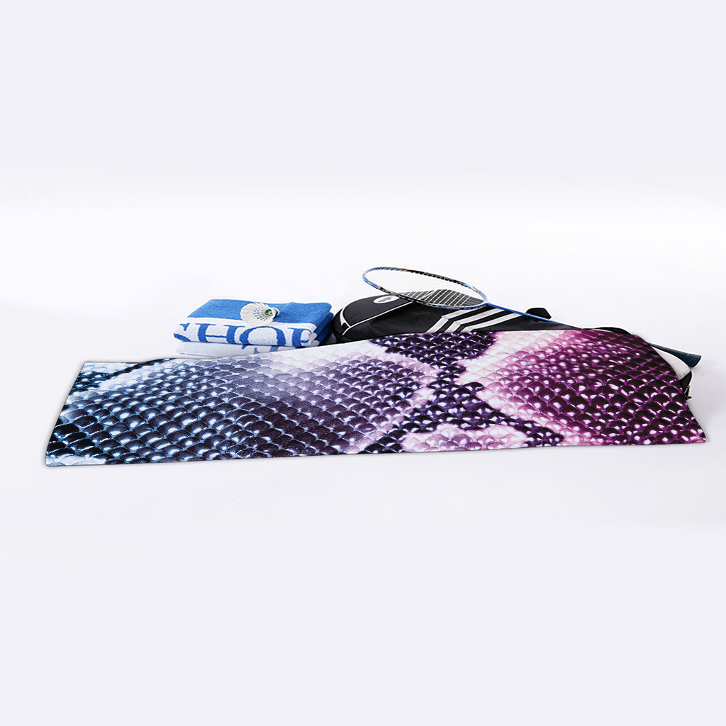 Purple And Blue Snakeskin Print Sports Towel