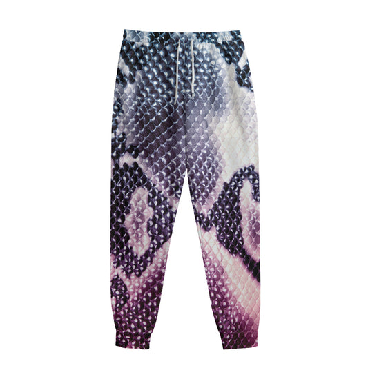 Purple And Blue Snakeskin Print Sweatpants