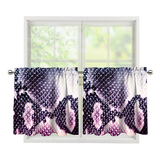 Purple And Blue Snakeskin Print Tier Curtains