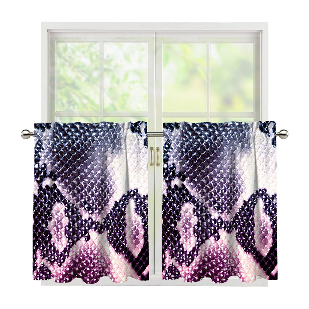 Purple And Blue Snakeskin Print Tier Curtains
