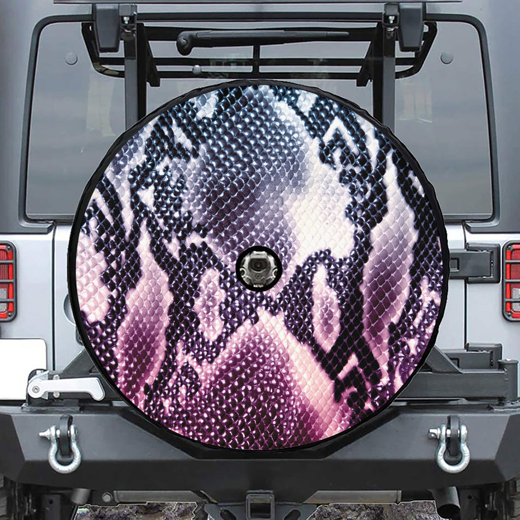Purple And Blue Snakeskin Print Tire Cover With Camera Hole