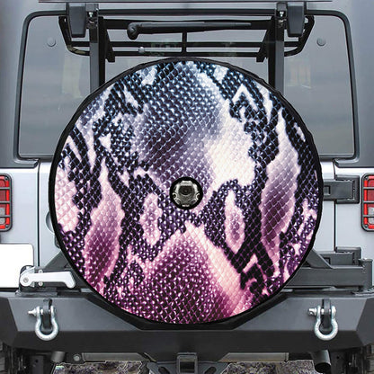 Purple And Blue Snakeskin Print Tire Cover With Camera Hole