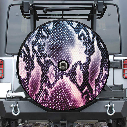 Purple And Blue Snakeskin Print Tire Cover With Camera Hole