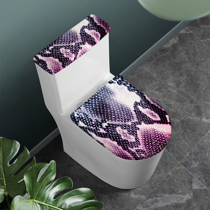 Purple And Blue Snakeskin Print Toilet Lid And Tank Cover Set