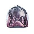 Purple And Blue Snakeskin Print White Mesh Trucker Hat