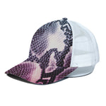 Purple And Blue Snakeskin Print White Mesh Trucker Cap
