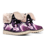 Purple And Blue Snakeskin Print Winter Boots