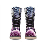 Purple And Blue Snakeskin Print Winter Boots