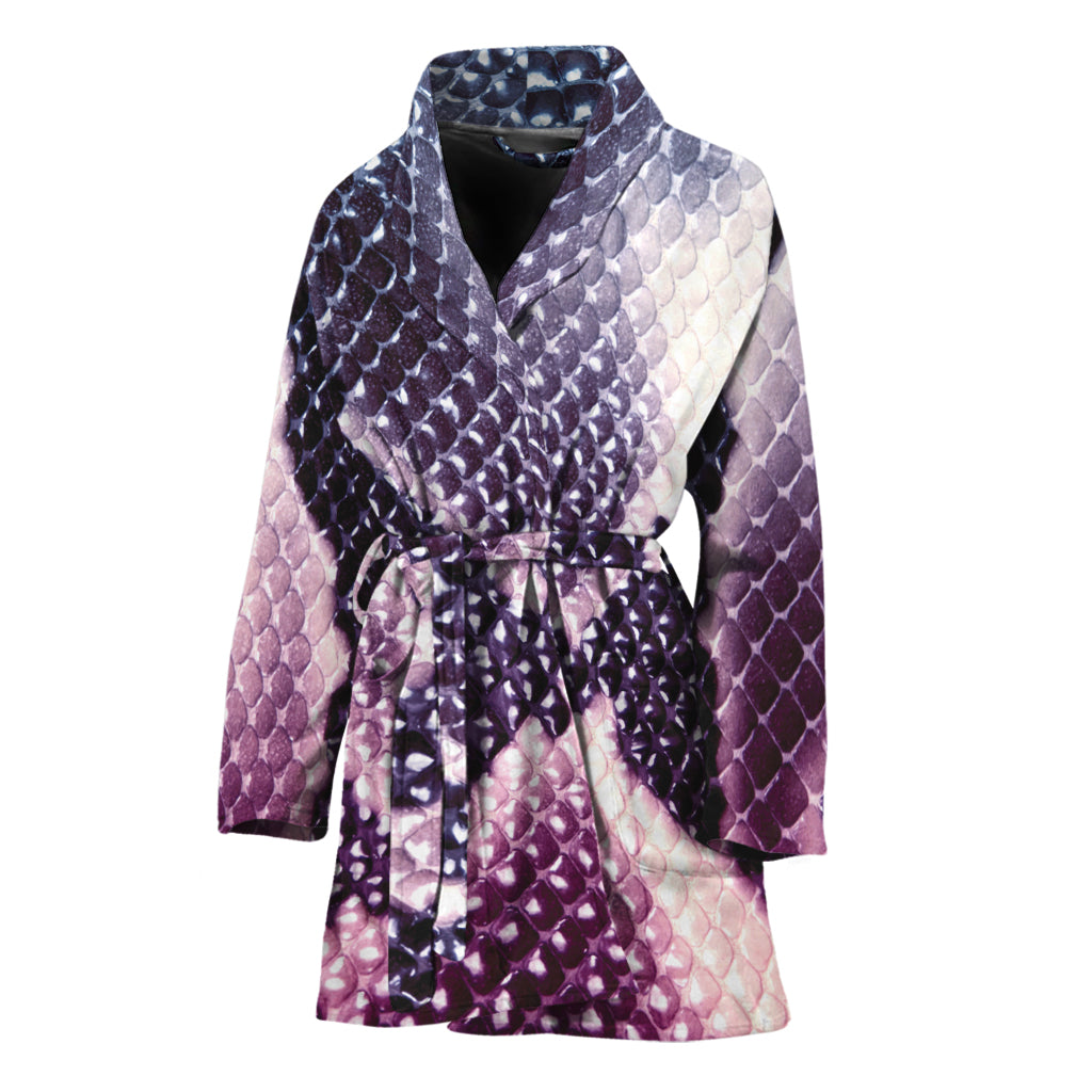 Purple And Blue Snakeskin Print Women's Bathrobe