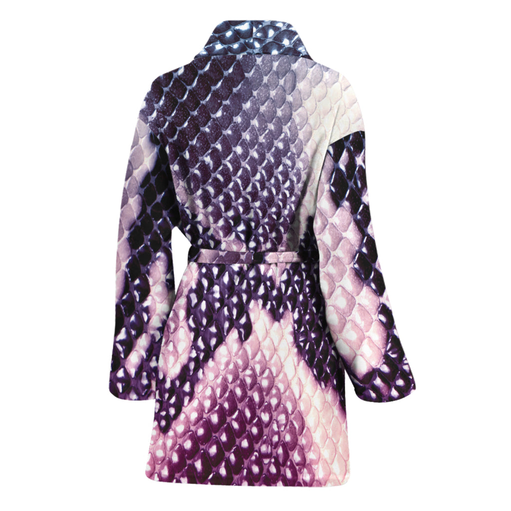 Purple And Blue Snakeskin Print Women's Bathrobe