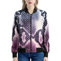 Purple And Blue Snakeskin Print Women's Bomber Jacket