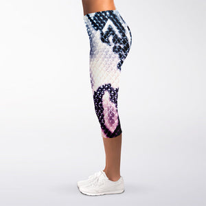 Purple And Blue Snakeskin Print Women's Capri Leggings
