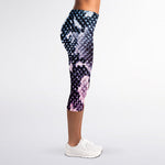 Purple And Blue Snakeskin Print Women's Capri Leggings