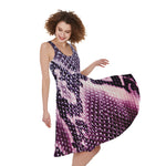 Purple And Blue Snakeskin Print Women's Sleeveless Dress