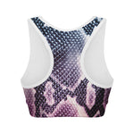Purple And Blue Snakeskin Print Women's Sports Bra