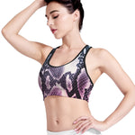 Purple And Blue Snakeskin Print Women's Sports Bra