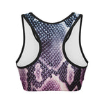 Purple And Blue Snakeskin Print Women's Sports Bra