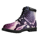 Purple And Blue Snakeskin Print Work Boots