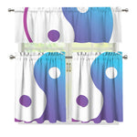 Purple And Blue Yin Yang Print 3 Piece Kitchen Curtains