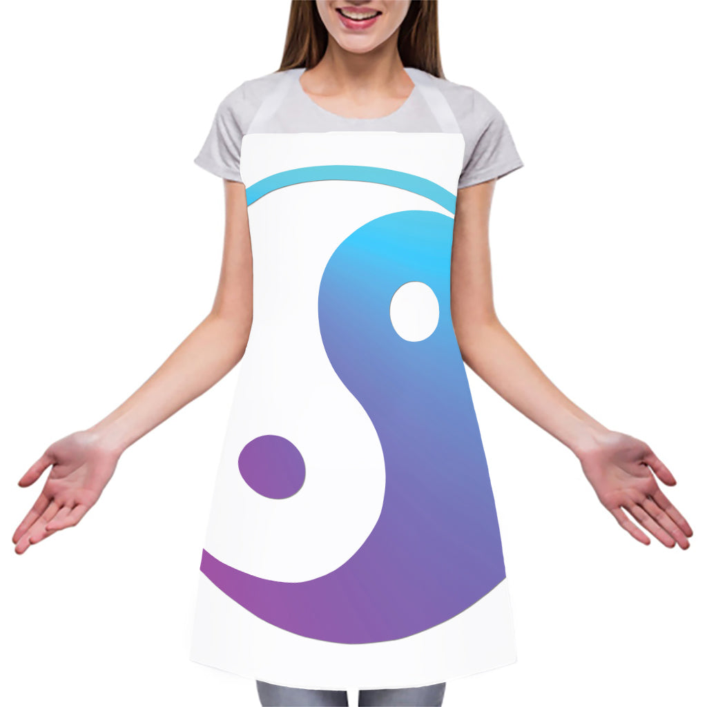 Purple And Blue Yin Yang Print Adjustable Apron