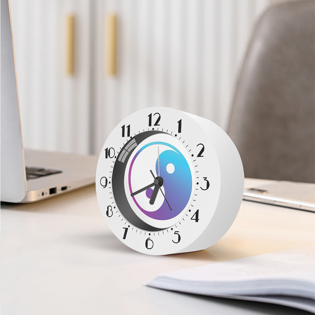 Purple And Blue Yin Yang Print Alarm Clock