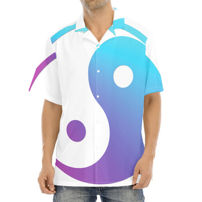 Purple And Blue Yin Yang Print Aloha Shirt
